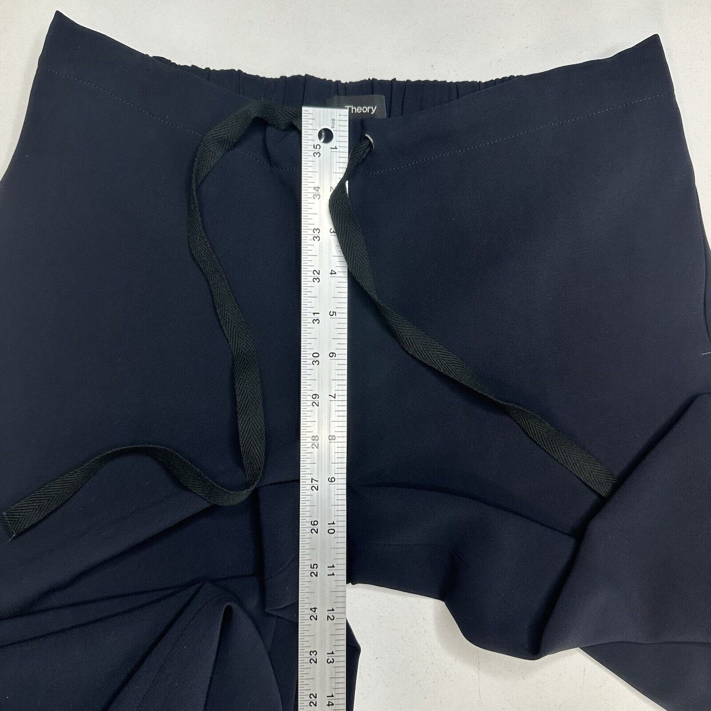 Theory Pants Womens Small Winszlee Admiral Wide Leg Navy Blue Minimal Career EUC