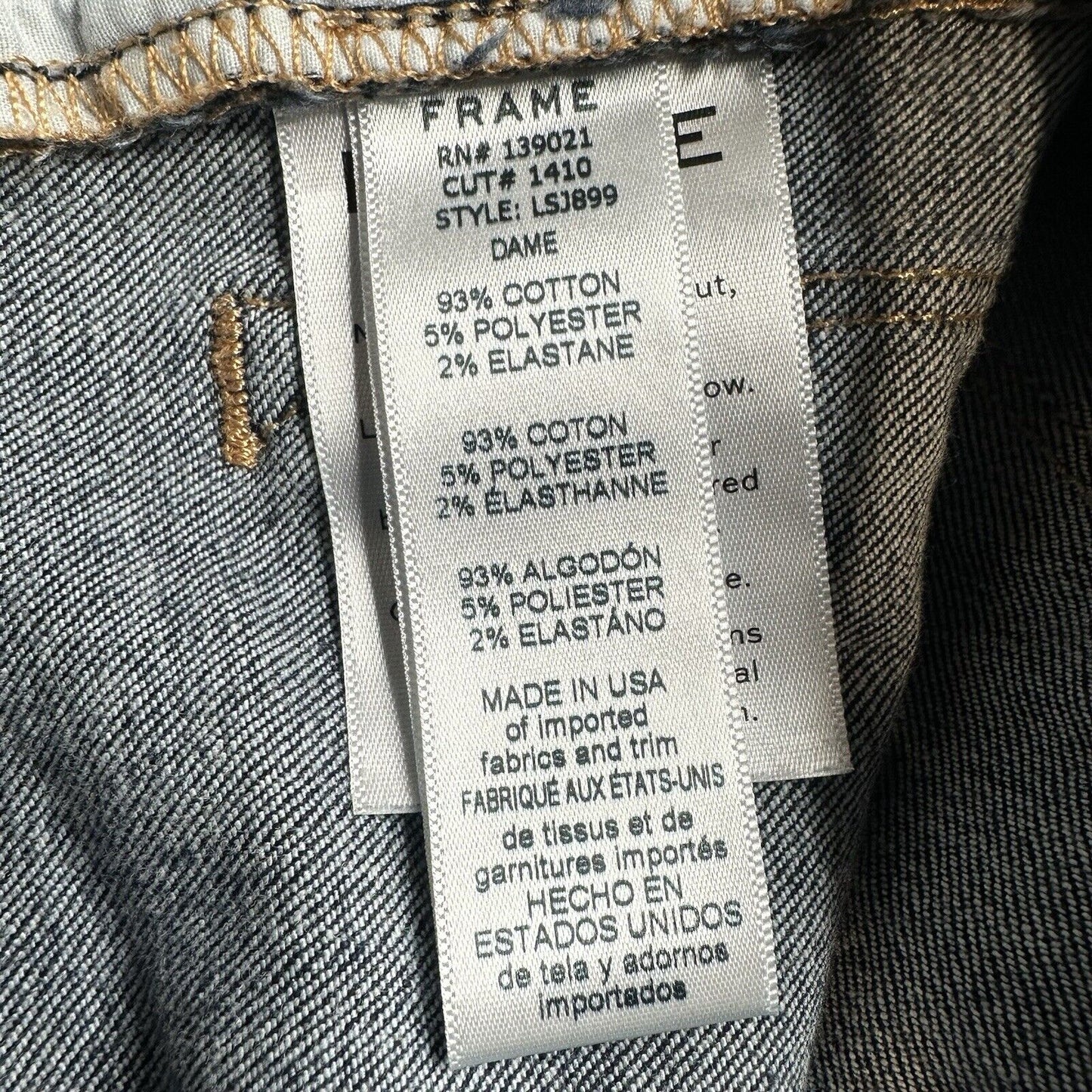 Frame Jeans Womens 28 Le Skinny De Jeanne Blue Stretch Denim Dark Wash