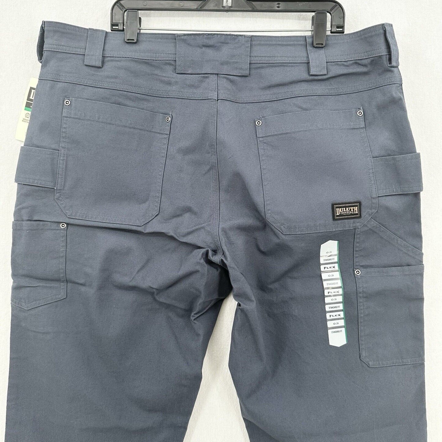 Duluth Trading Pants Mens 42x34 Flex Fire Hose Carpenter Standard Fit Gray NEW