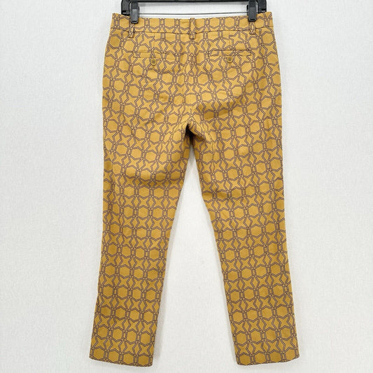 Tibi Pants Womens 2 Slim Crop Mustard Yellow Cotton Throwing Stars Career Preppy
