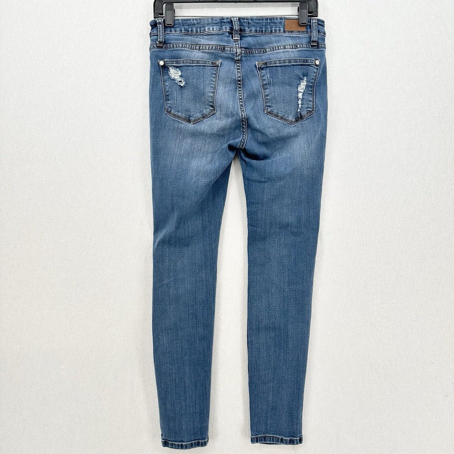 Judy Blue Jeans Womens 7 28 Skinny Blue Stretch Denim Crochet Distressed Grunge