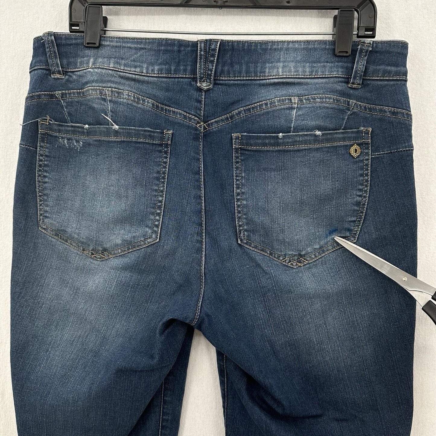 Democracy Jeans Women 12 Straight Boyfriend Ab Solution Blue Stretch Denim *Spot