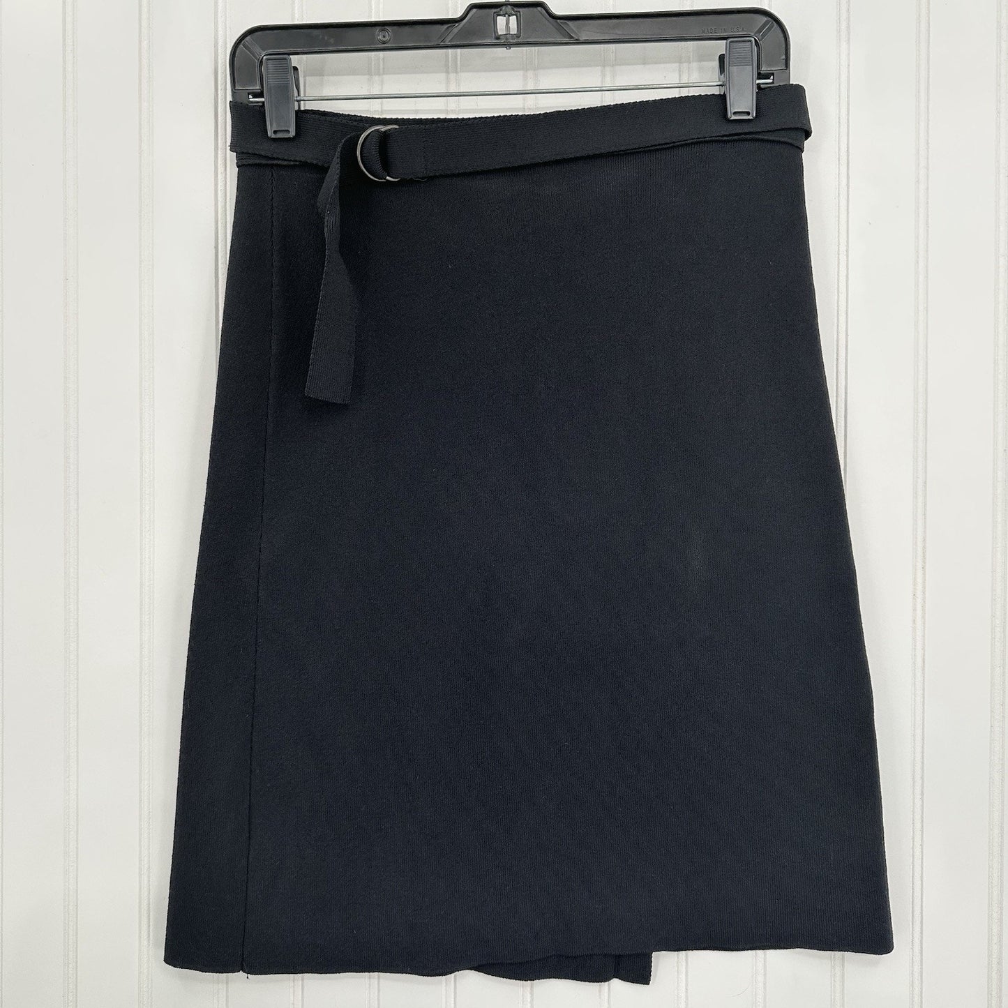 Scanlan Theodore Skirt Women Medium Crepe Knit Wrap Mini Black Minimalist Luxury