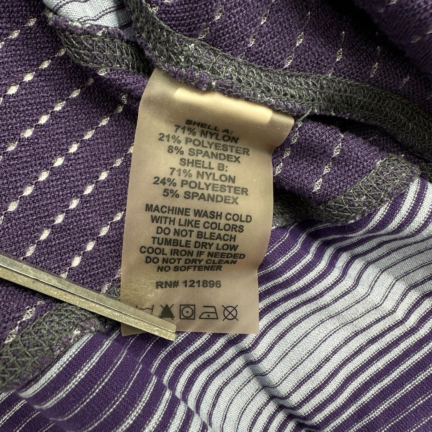 Title Nine Sweater Womens Small Full Zip Top Purple Stripes Jacket Thumbholes