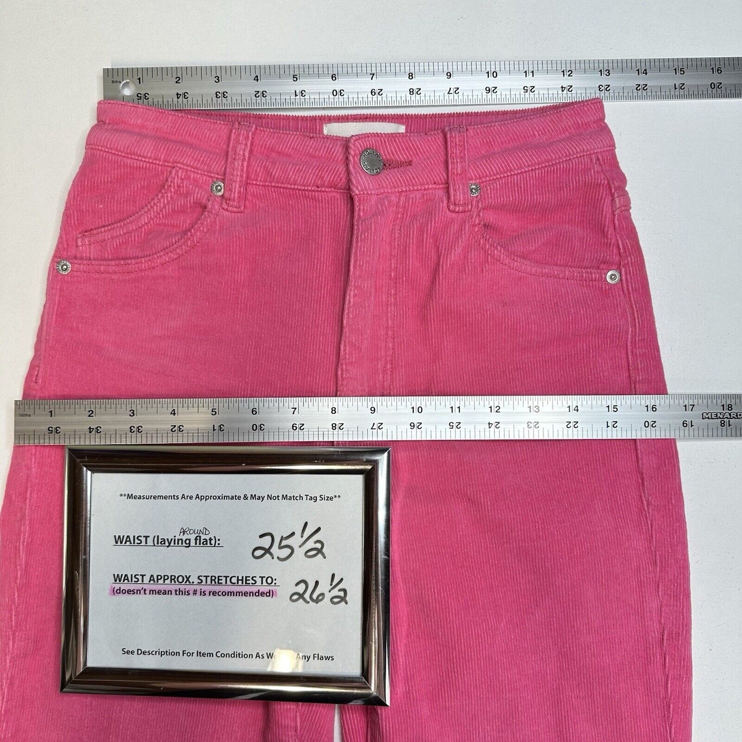 Rollas Corduroy Jeans 26 Original Straight Hot Pink Hi Rise Preppy Barbie *Flaw
