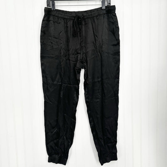 Enza Costa Pants 3 Womens Large Jogger Rayon Satin Black Pull On Ankle EUC