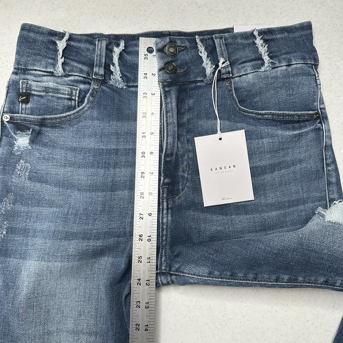 Kancan Jeans Womens 11 29 High Rise Super Skinny Blue Stretch Denim Distress NEW