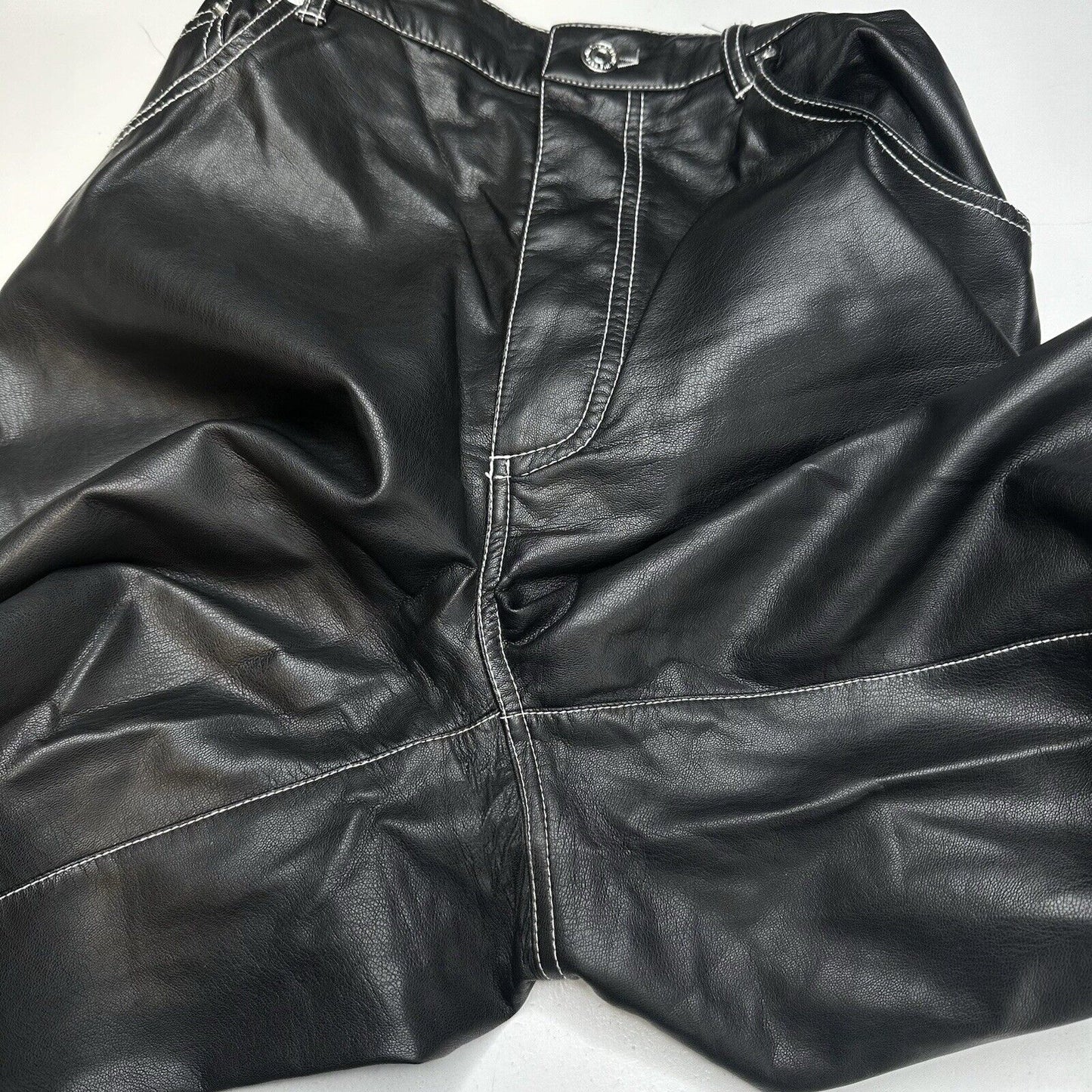 We The Free People Pants Womens 8 It Factor Vegan Leather Black Wide Leg Hi Rise