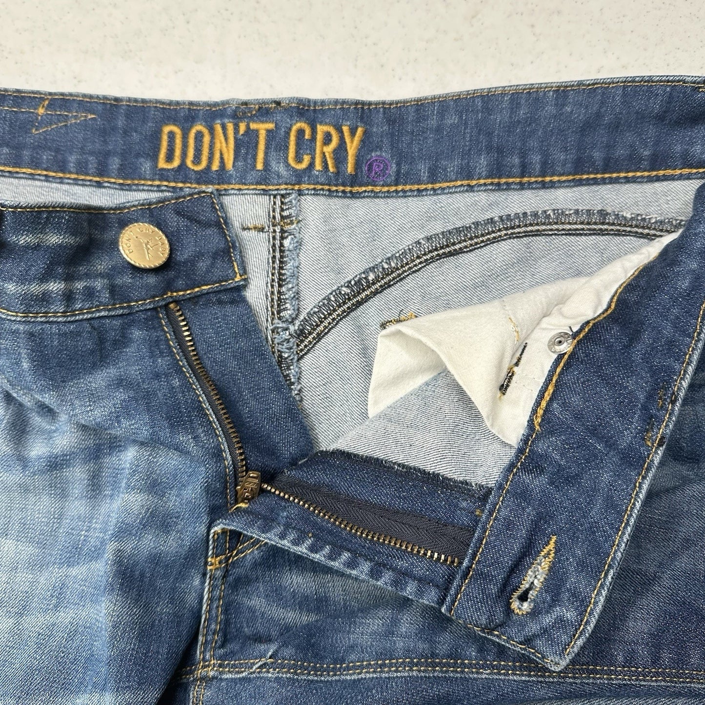 Dont Cry Milan Jeans Womens 12* Long Slim Bootcut Denim Western Cowboy *Flaws