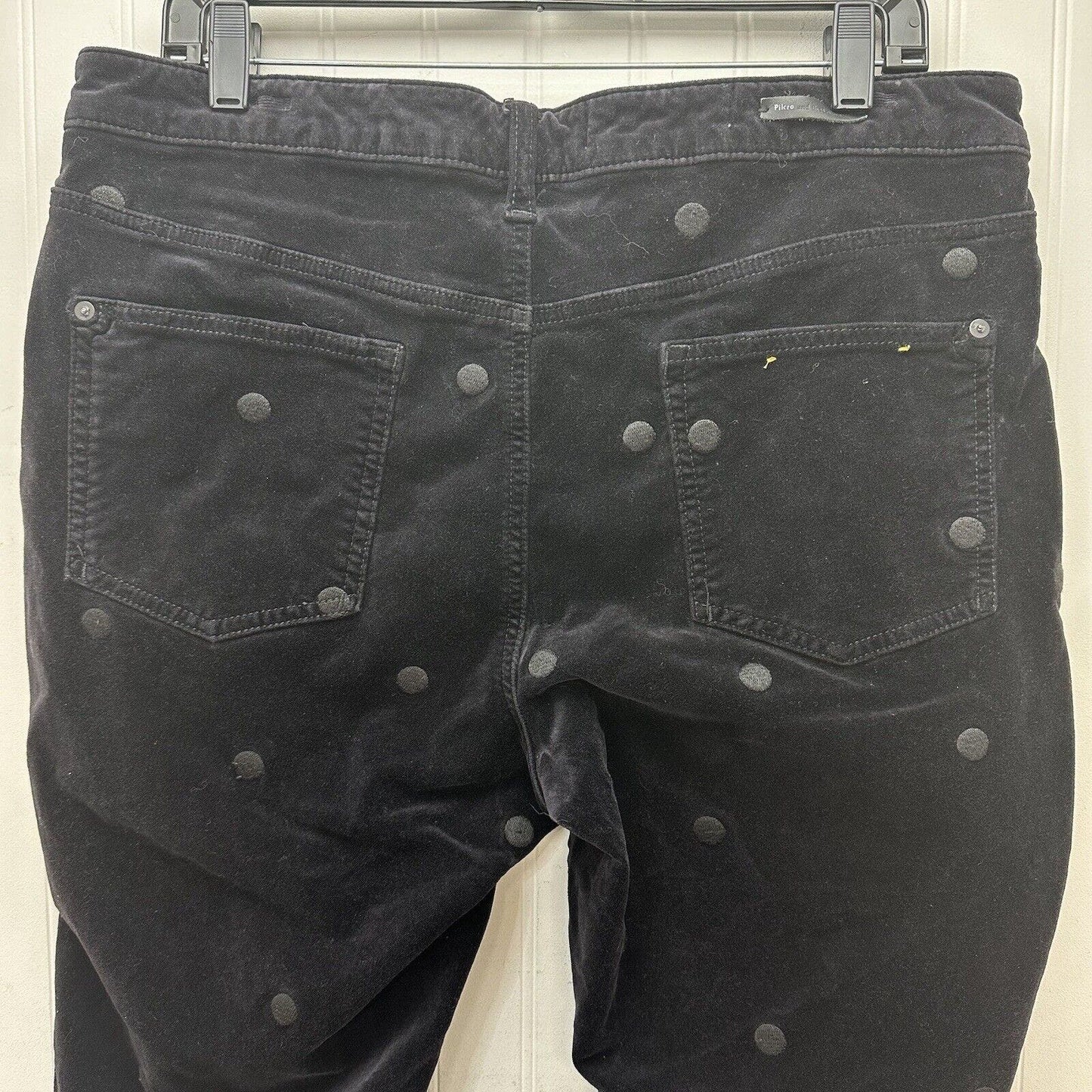 Pilcro Letterpress Jeans Womens 33 Black Velvet High Rise Skinny Polka Dots