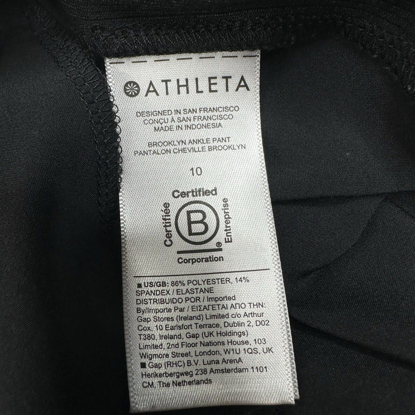Athleta Pants Womens 10 Brooklyn Ankle Black Lightweight Travel Minimalist EUC