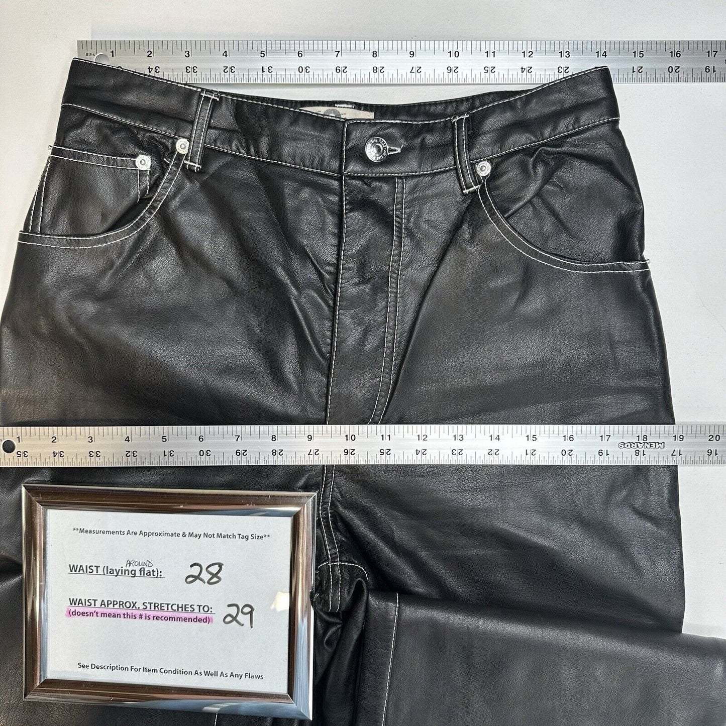 We The Free People Pants Womens 8 It Factor Vegan Leather Black Wide Leg Hi Rise