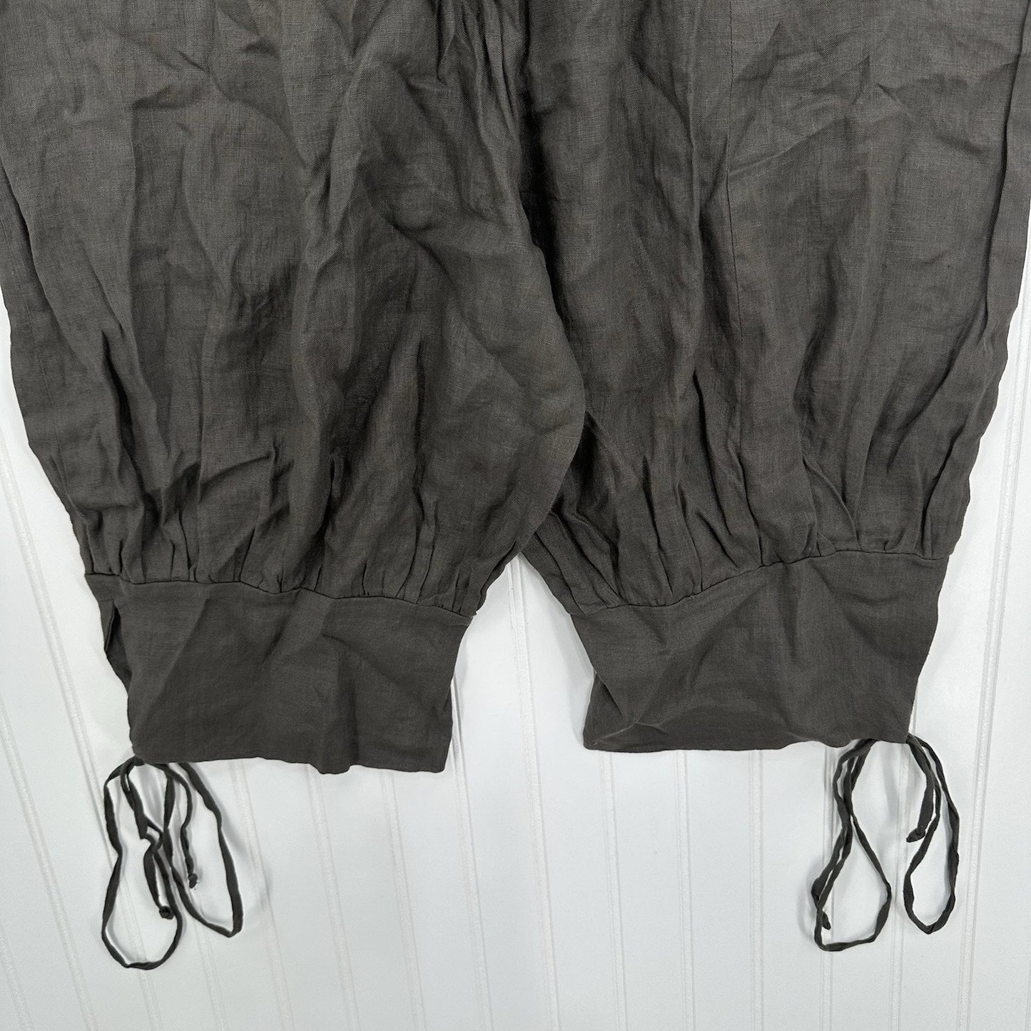Sarah Pacini Pants 4 Women XL Linen Drop Crotch Crop Zip Coastal Beach Lagenlook