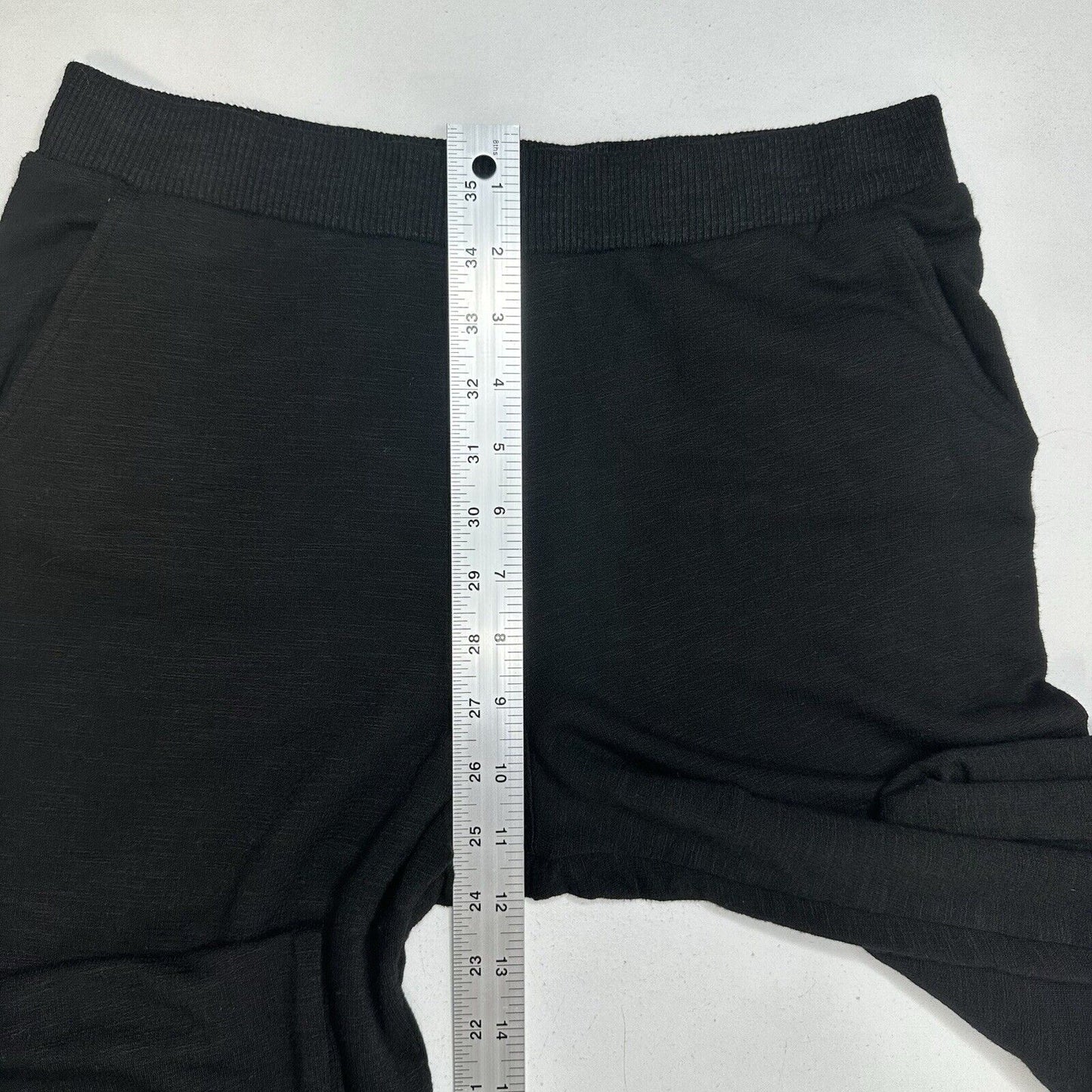 Monrow Pants Womens Small SuperSoft Straight Black Knit Pull On Split Hems Cozy