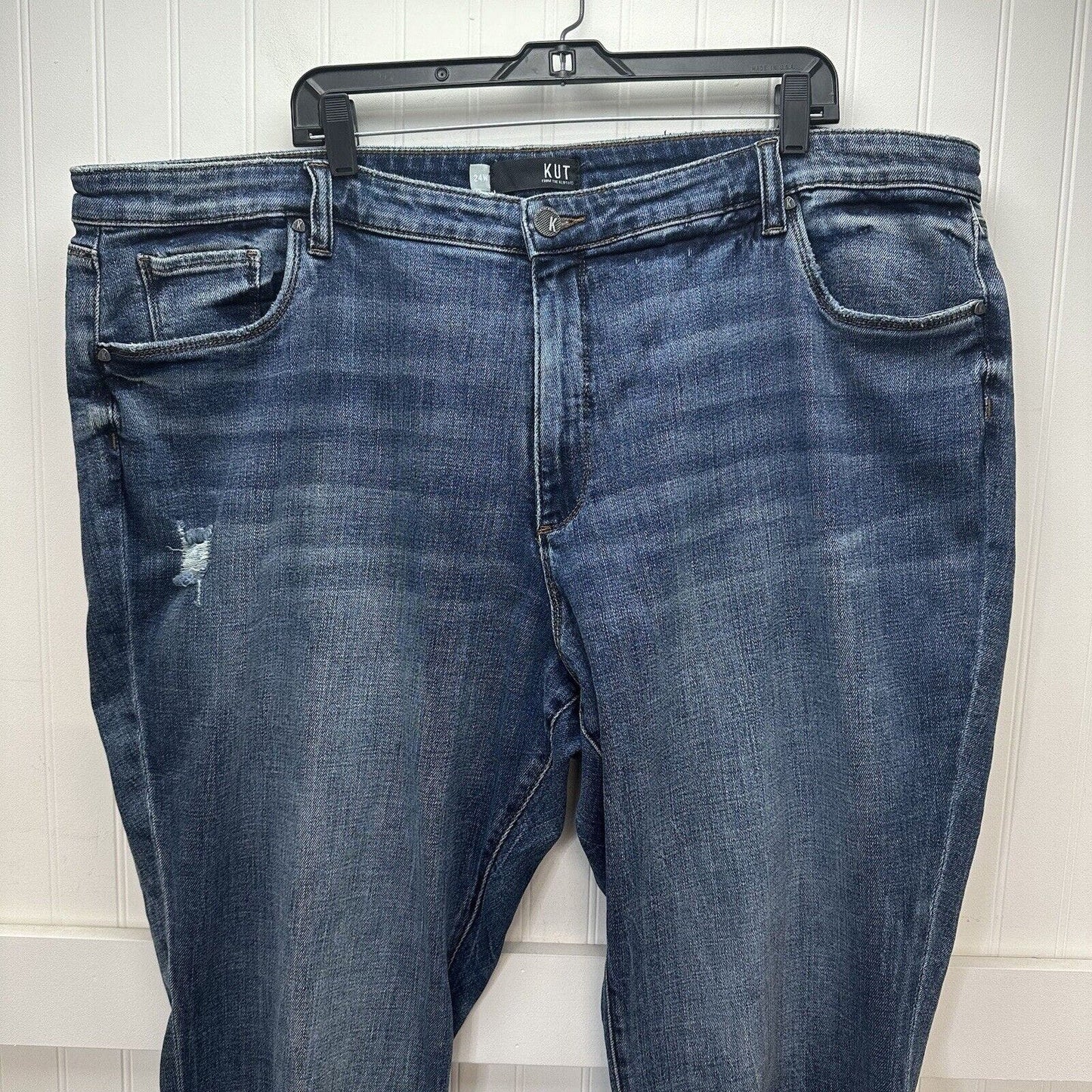 Kut From The Kloth Jeans Womens 24W Reese Ankle Straight Denim Blue Fray NEW
