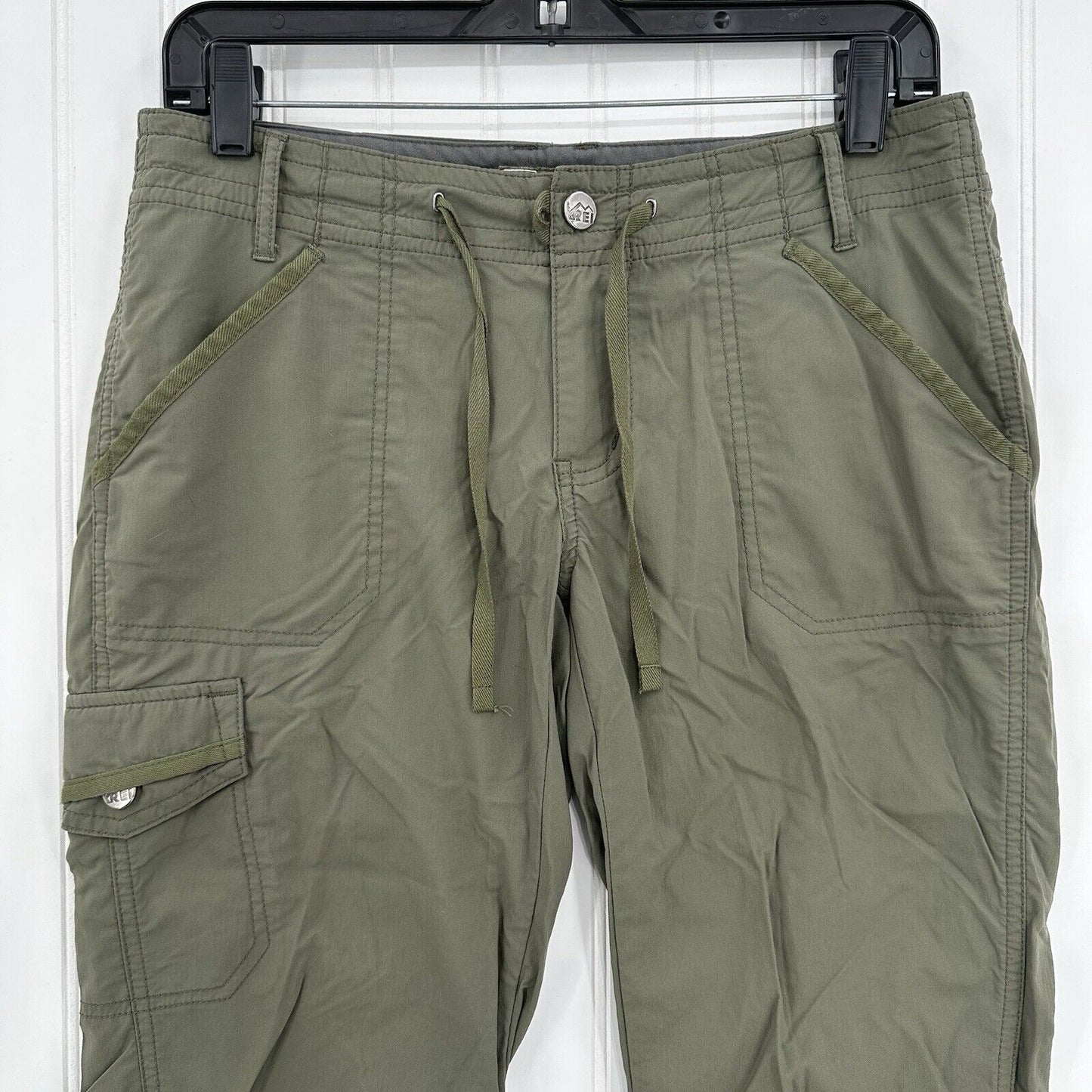REI Pants Womens 4 Roll Up Convertible Green Hiking Gorpcore Trail Outdoor *Spot
