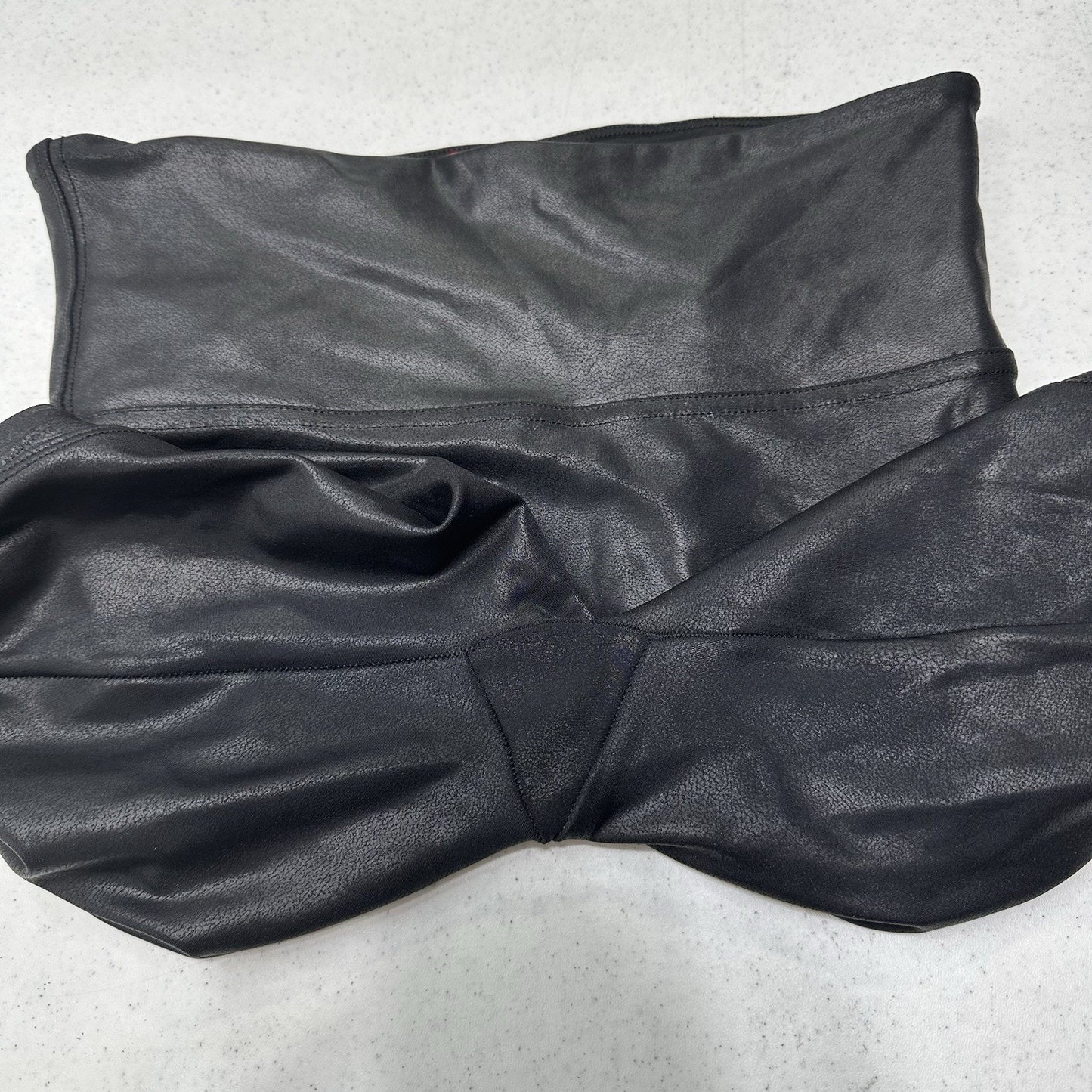 Spanx Leggings Womens Small Petite Faux Leather Moto Black Pants Slimming EUC