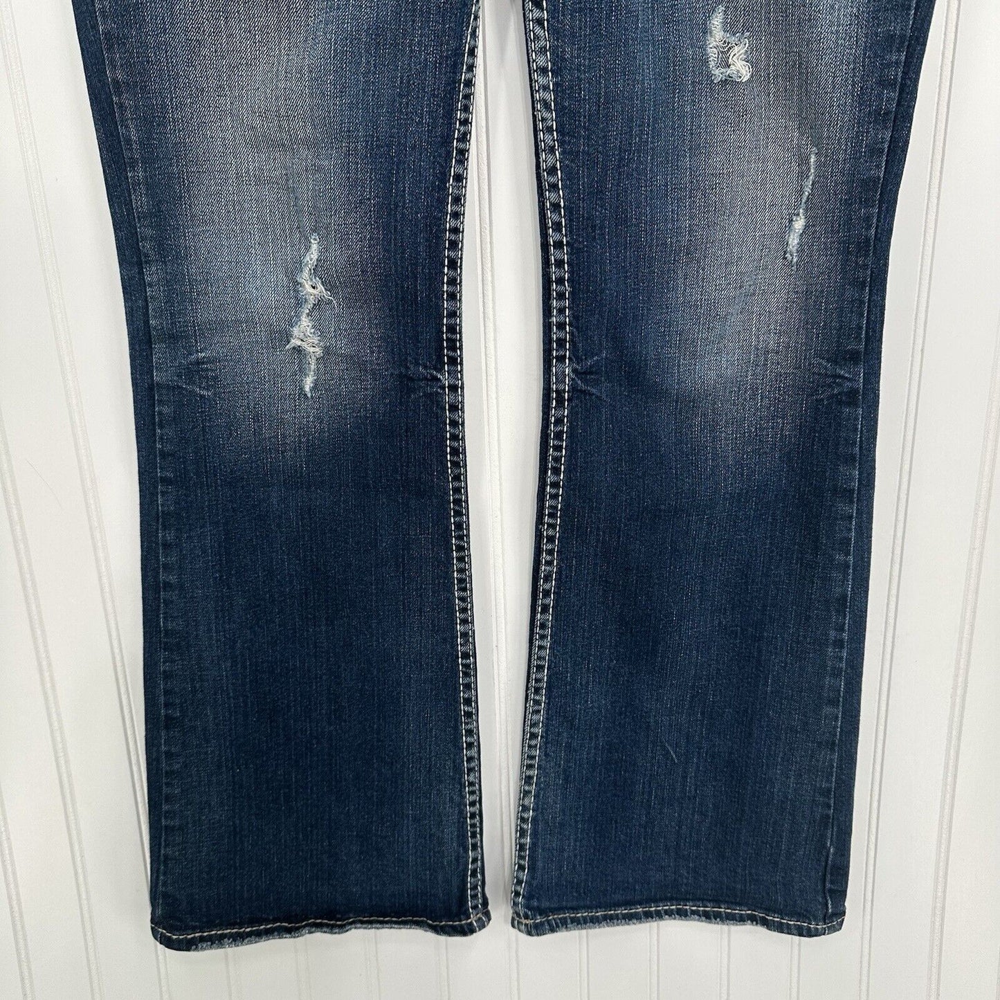 Silver Jeans Womens 30 Suki Boot Surplus Blue Bootcut Denim Western Gold Sequins