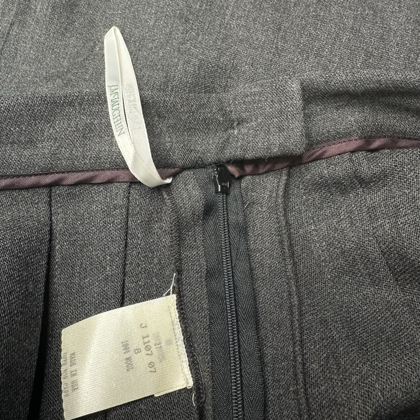 J McLaughlin Skirt Womens 8 Pleated Wool Gray Zip Academia Preppy Luxury *Flaw