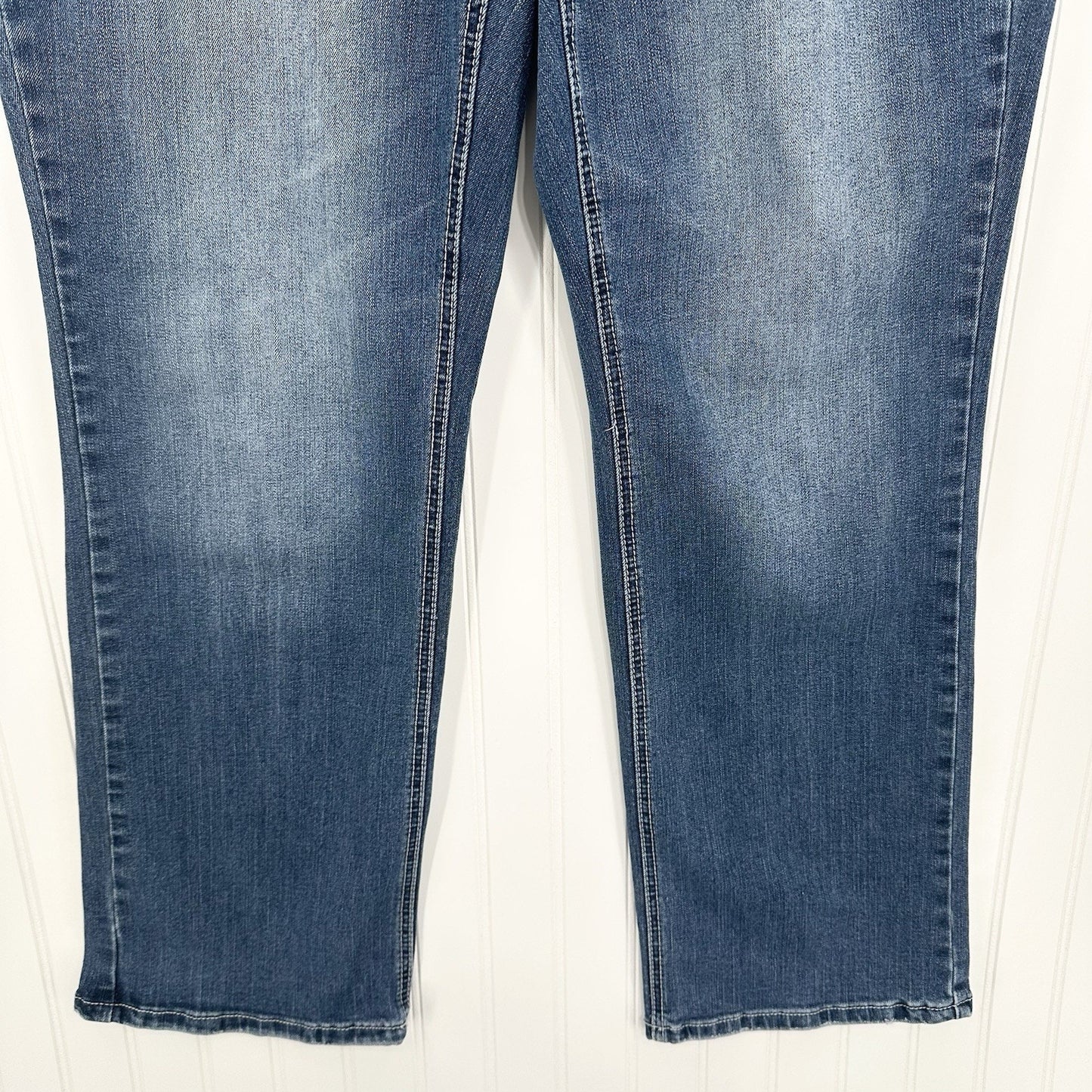 Earl Jeans Womens 18W Slim Bootcut Blue Denim Rhinestones Embroidered Western
