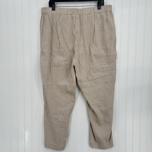 J Jill Pants Women XL Linen Blend Beige Tapered Ankle Coastal Beach Minimal NEW
