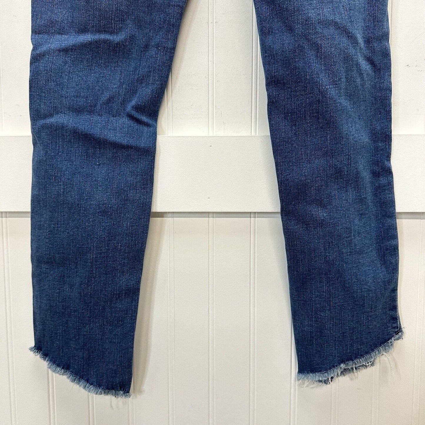 Judy Blue Jeans Womens 1/25 Skinny Crop Stretch Blue Denim Distressed Fray