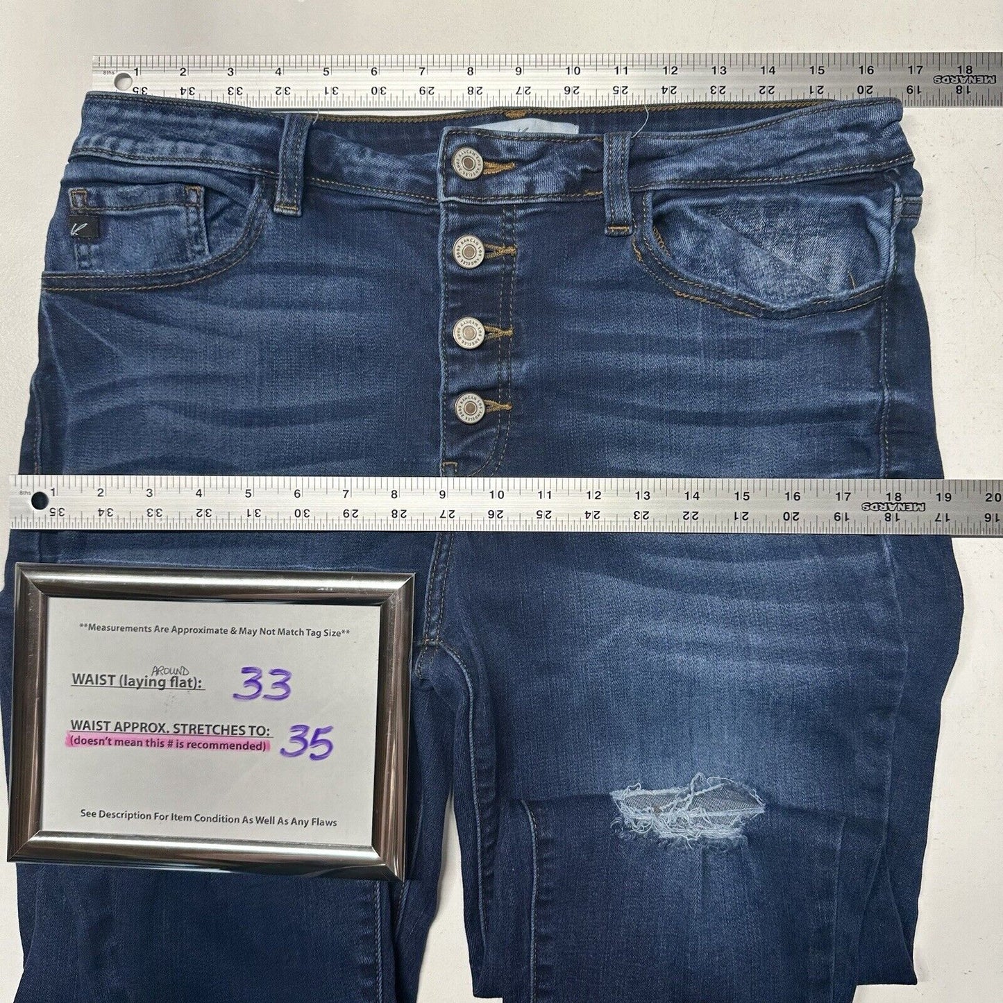 Kancan Jeans Womens 15 31 Kitson High Rise Ankle Skinny Blue Denim Distressed