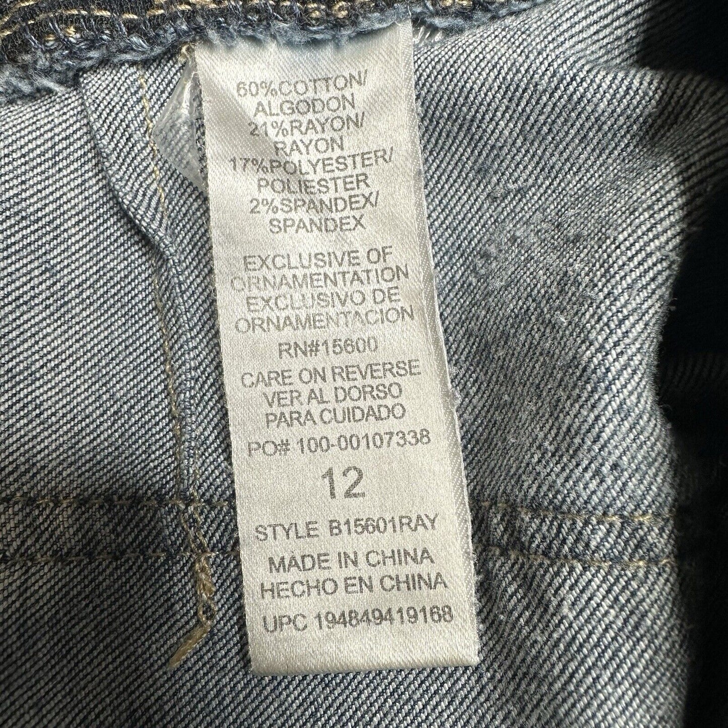 Democracy Jeans Women 12 Straight Boyfriend Ab Solution Blue Stretch Denim *Spot
