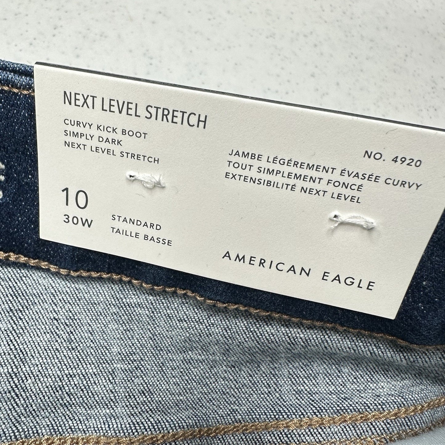 American Eagle Jeans 10 Curvy Lowrise Kick Bootcut Next Level Blue Denim NEW