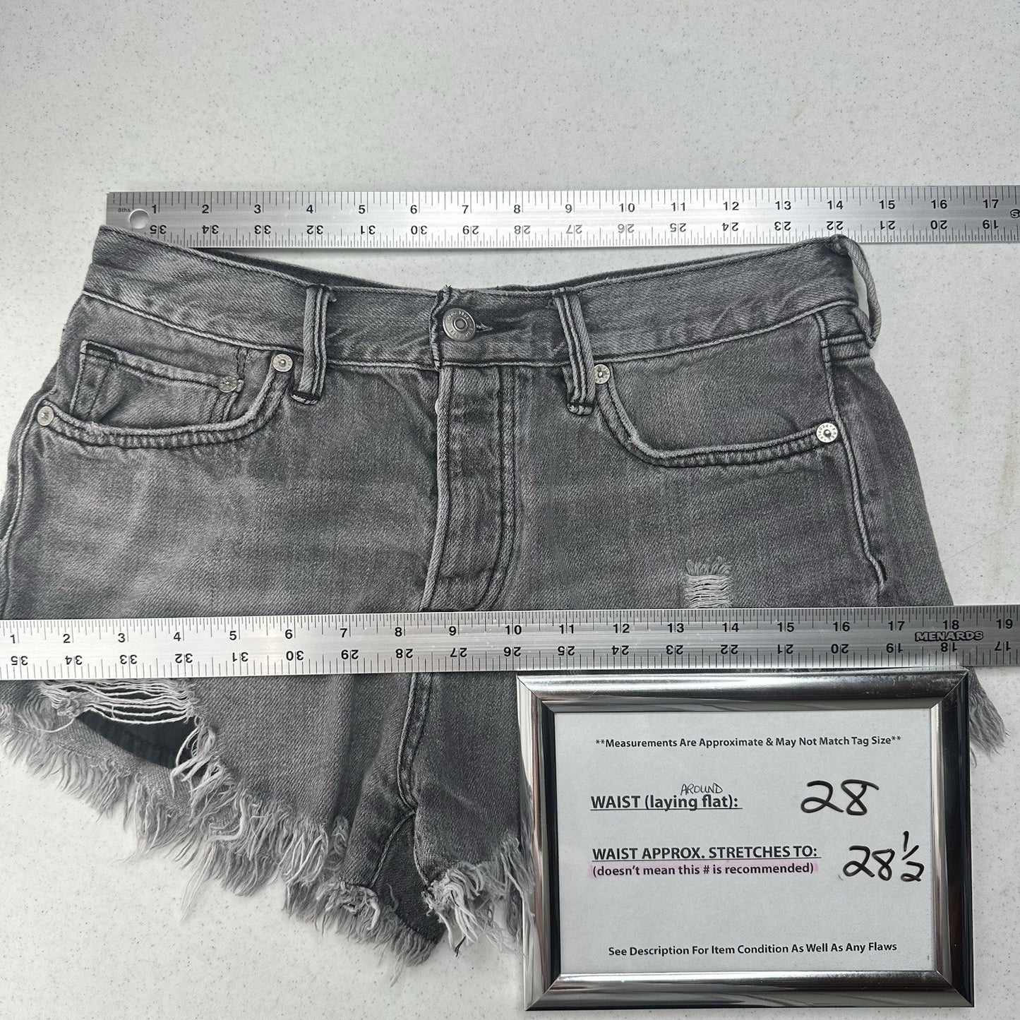 We The Free People Shorts Womens 26 Faded Gray Denim Button Fly Anthropologie