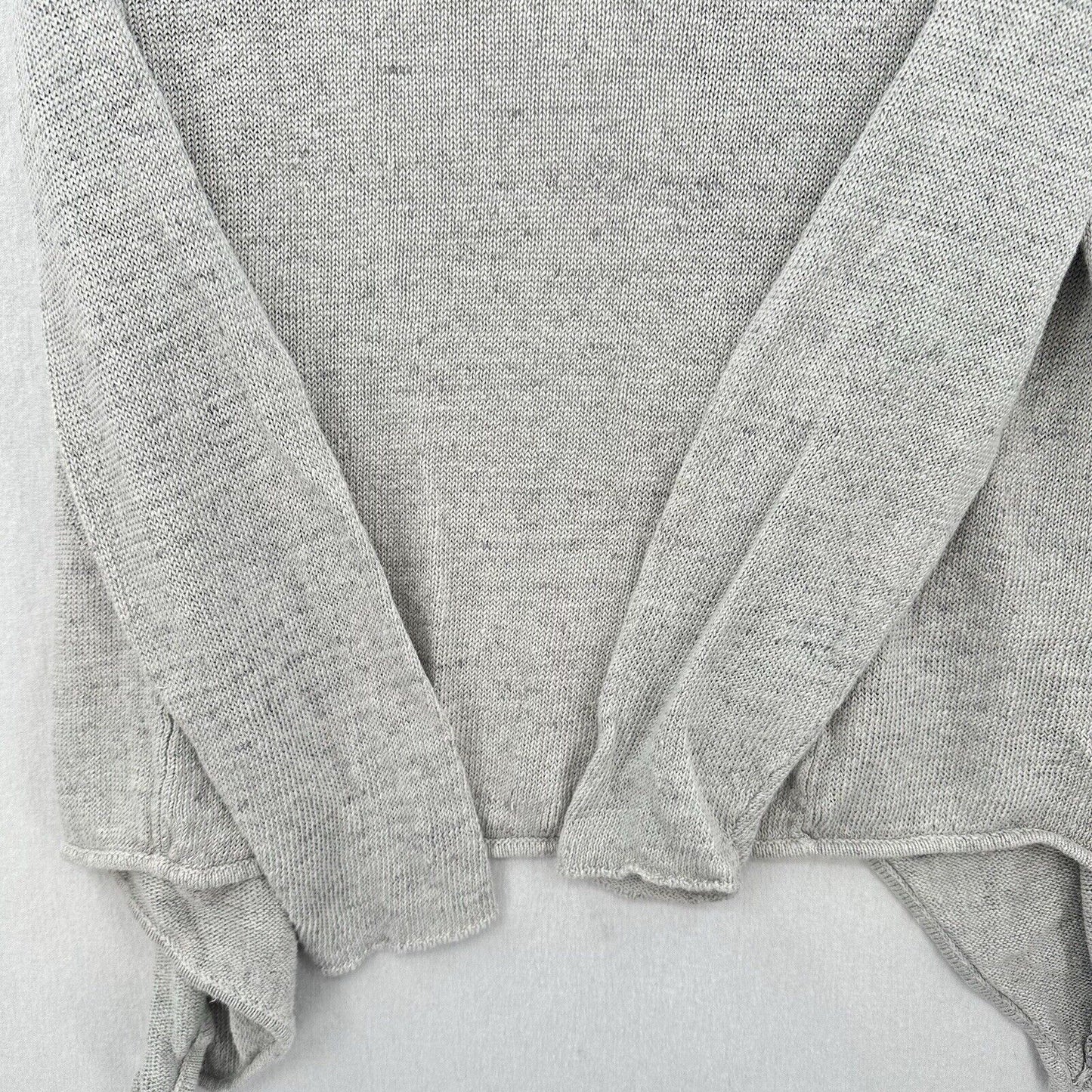 Eileen Fisher Sweater Womens Medium Cardigan Linen Gray Open Waterfall *Flaw