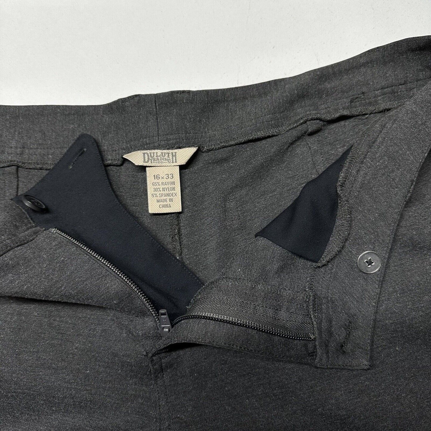 Duluth Trading Pants Womens 16 Wearwithall Ponte Knit Bootcut Gray Stretch Zip