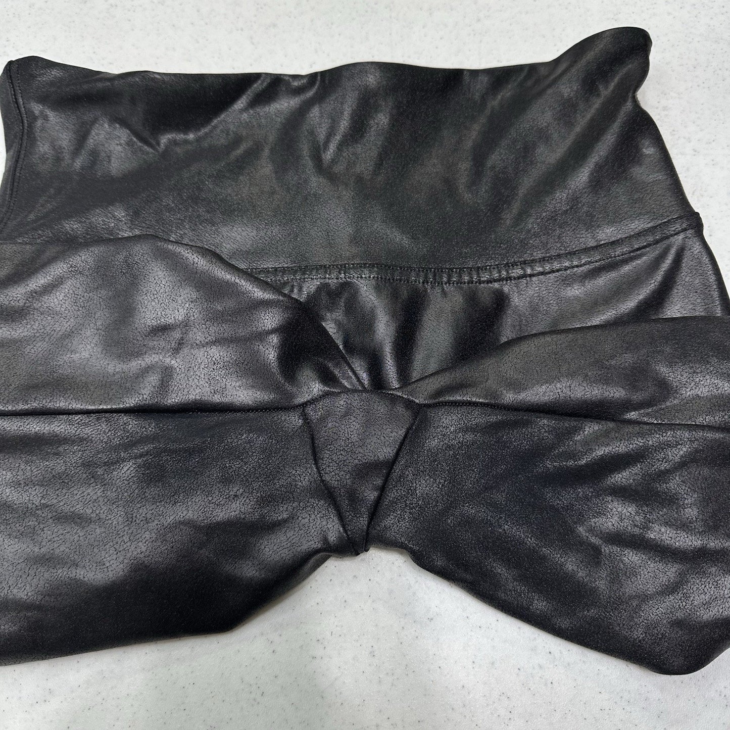 Spanx Leggings Womens Medium Faux Leather Black Pull On Shape Pants Slimming EUC