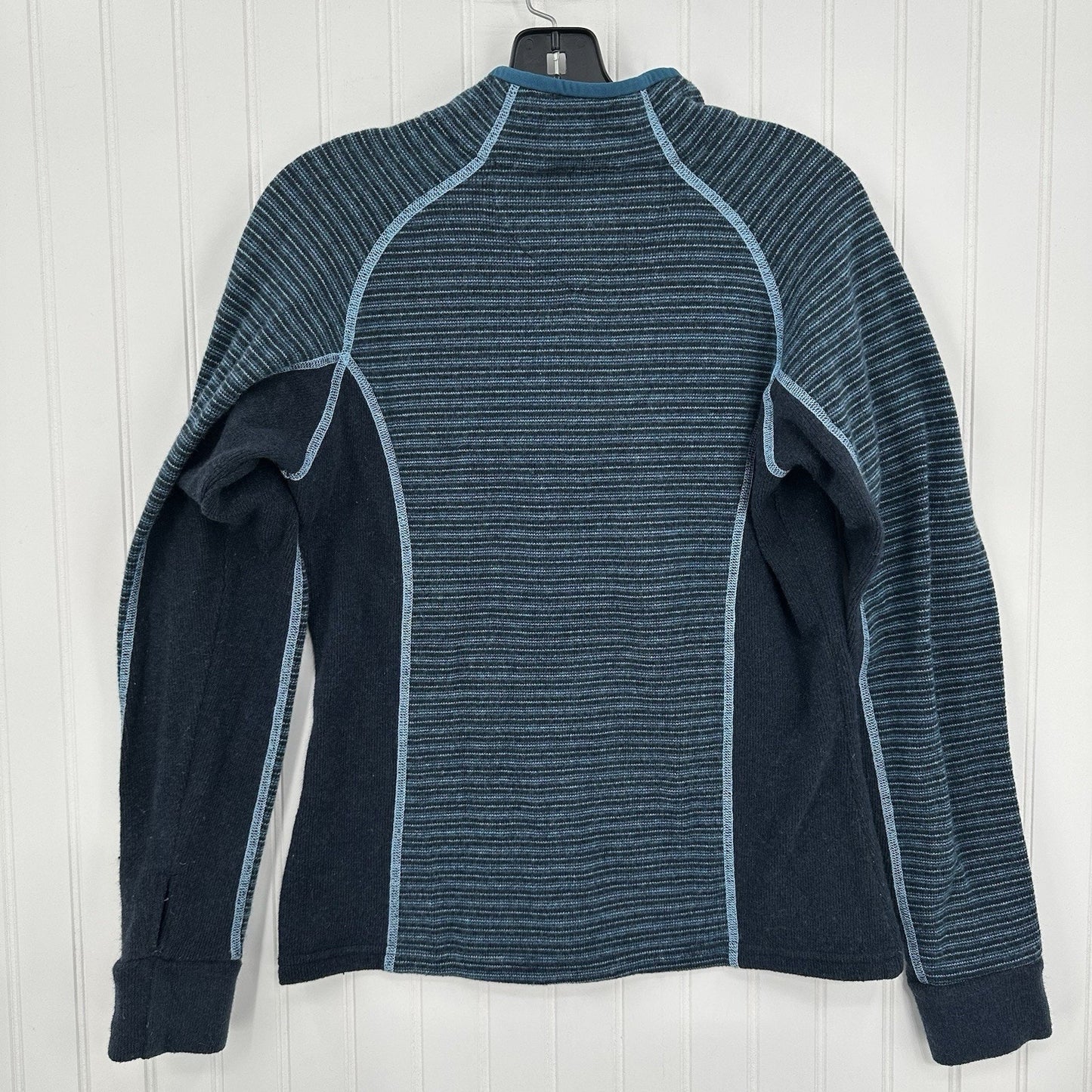 KUHL Sweater Mens M Chianti Fleece 1/4 Zip Blue Wool Blend Long Sleeve Thumbhole