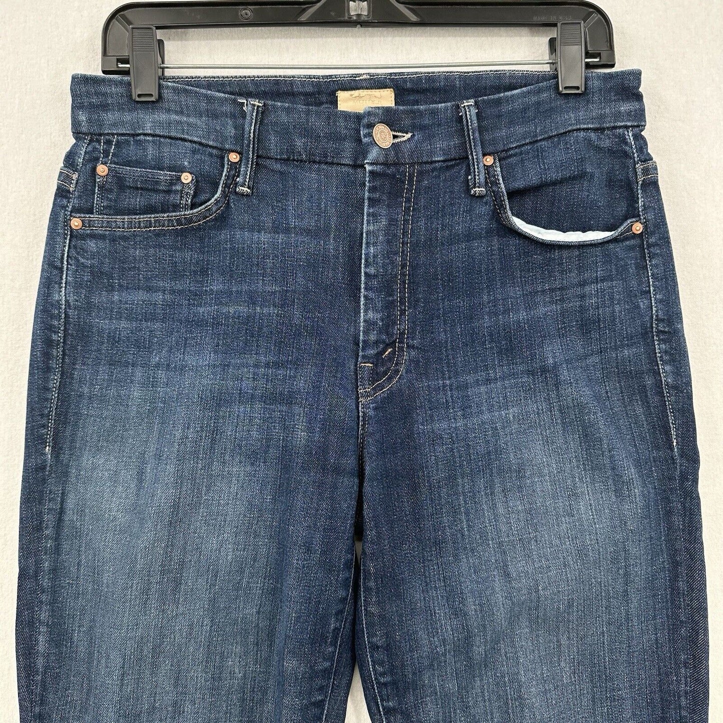 Mother Jeans Womens 29 High Waisted Ankle Fray Blue Denim Clean Sweep Dark Wash