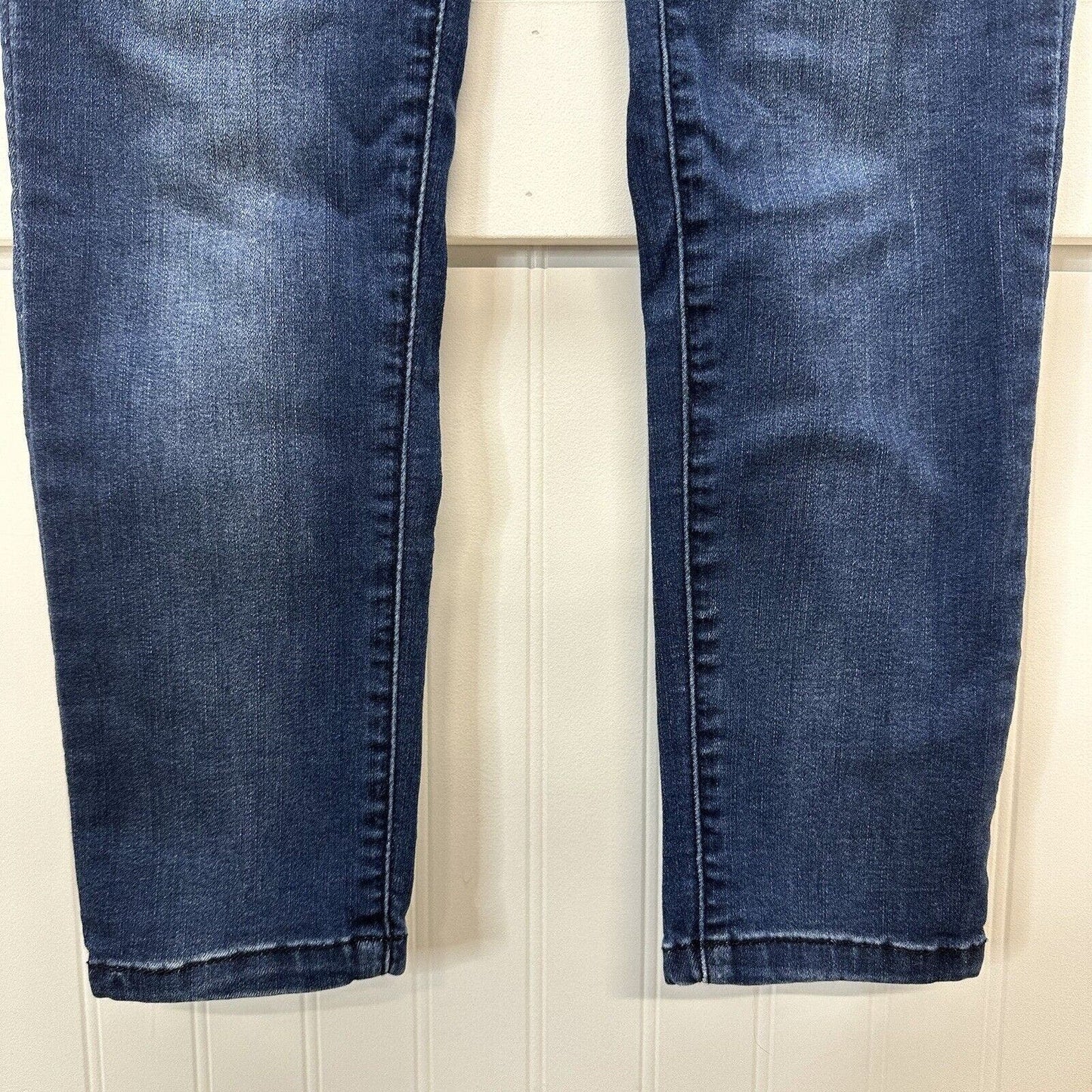 Democracy Jeans 8 Skinny Ab Solution Blue Stretch Denim Distressed Tummy Control