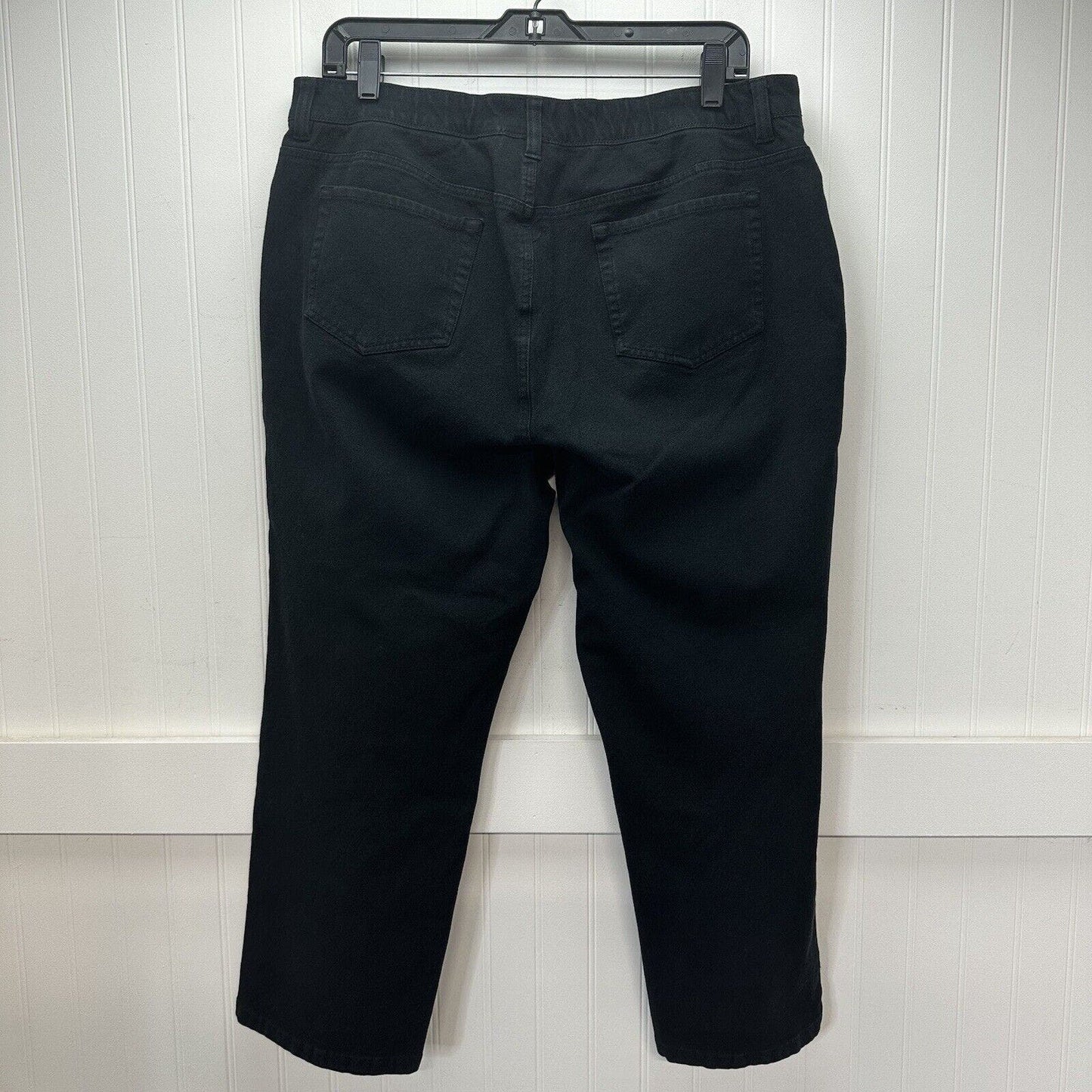 Chicos Jeans 3 Short Womens 16 Straight Crop Black Stretch Denim Comfort