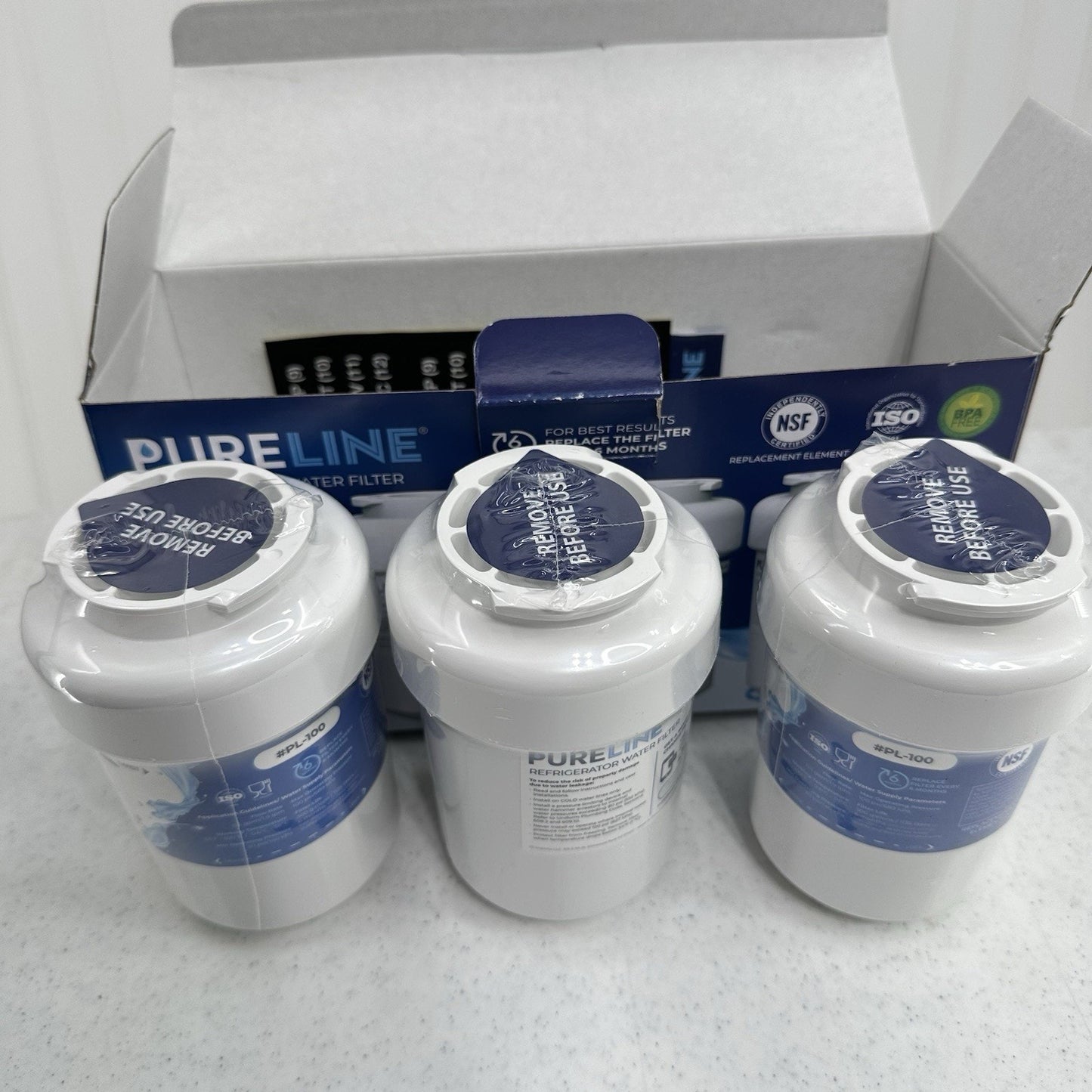 Pureline PL-100 Refrigerator Water Filter (3-Pack) New Sealed