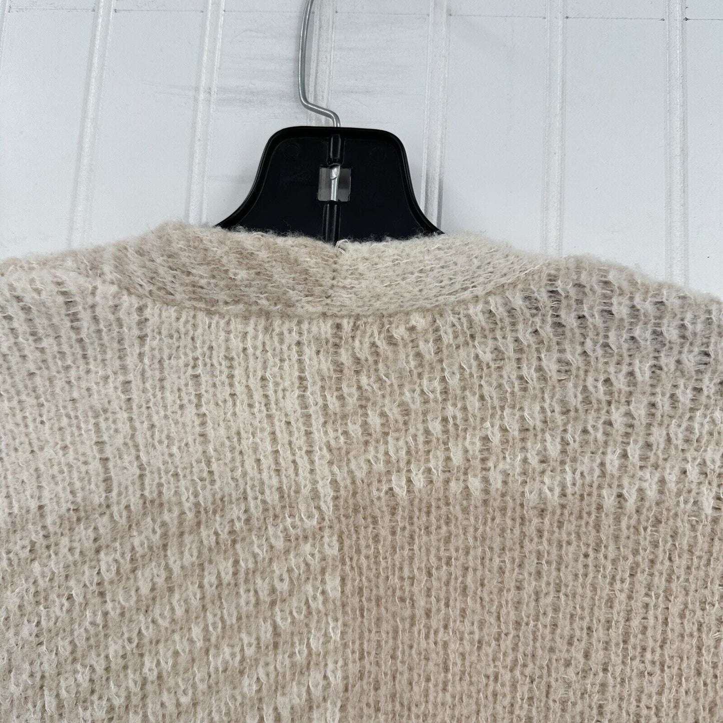 Toad Co Sweater Womens Small Cardigan Wool Blend Plaid Beige Cream Open Cozy