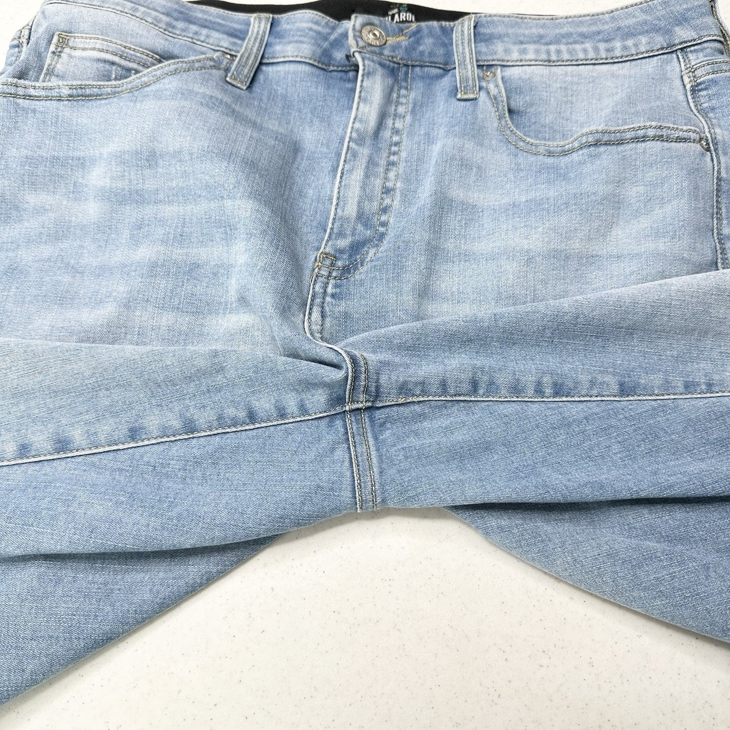 Lularoe Shorts 32 US 14 Skinny Bermuda Cuffed Blue Denim Tummy Panel *Spot