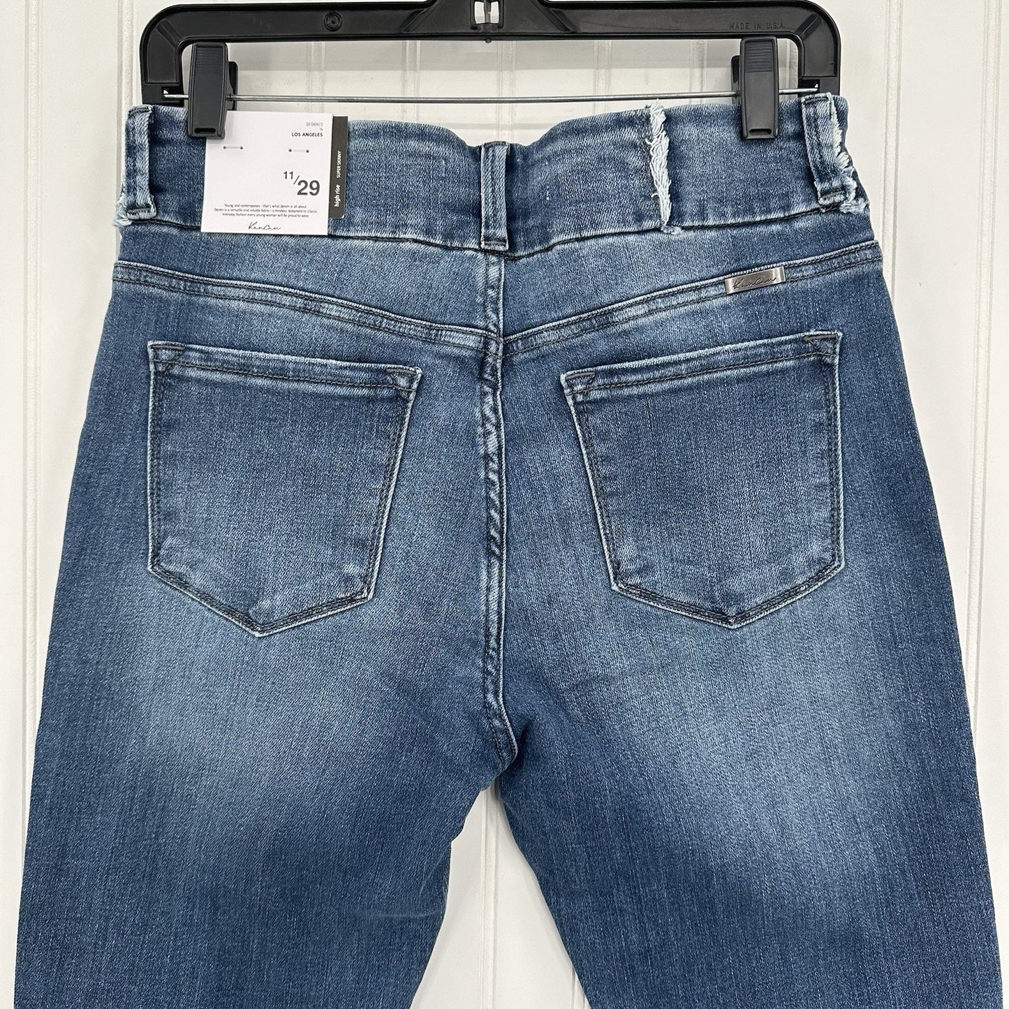 Kancan Jeans Womens 11 29 High Rise Super Skinny Blue Stretch Denim Distress NEW