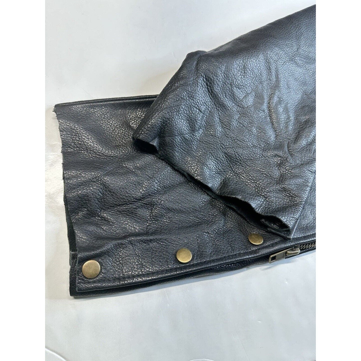 USA Bikers Over Pants Men 36x29 Black Genuine Leather Motorcycle Zipper *Smaller