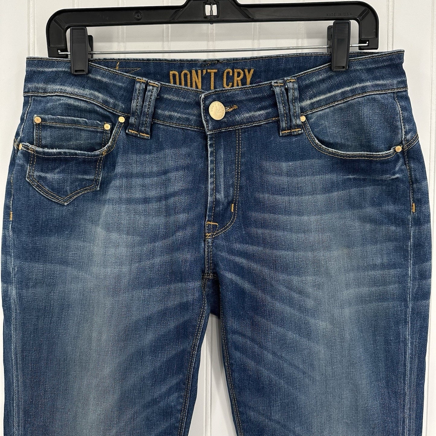 Dont Cry Milan Jeans Womens 12* Long Slim Bootcut Denim Western Cowboy *Flaws