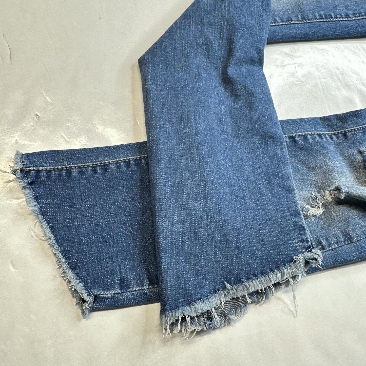 Judy Blue Jeans Womens 1/25 Skinny Crop Stretch Blue Denim Distressed Fray