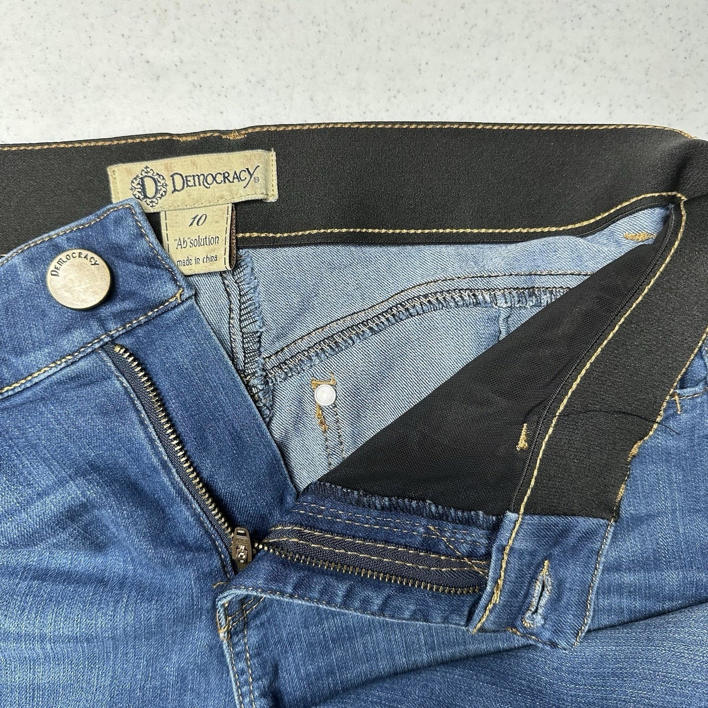 Democracy Jeans Womens 10 Skinny Ab Solution Blue Stretch Denim Tummy Control