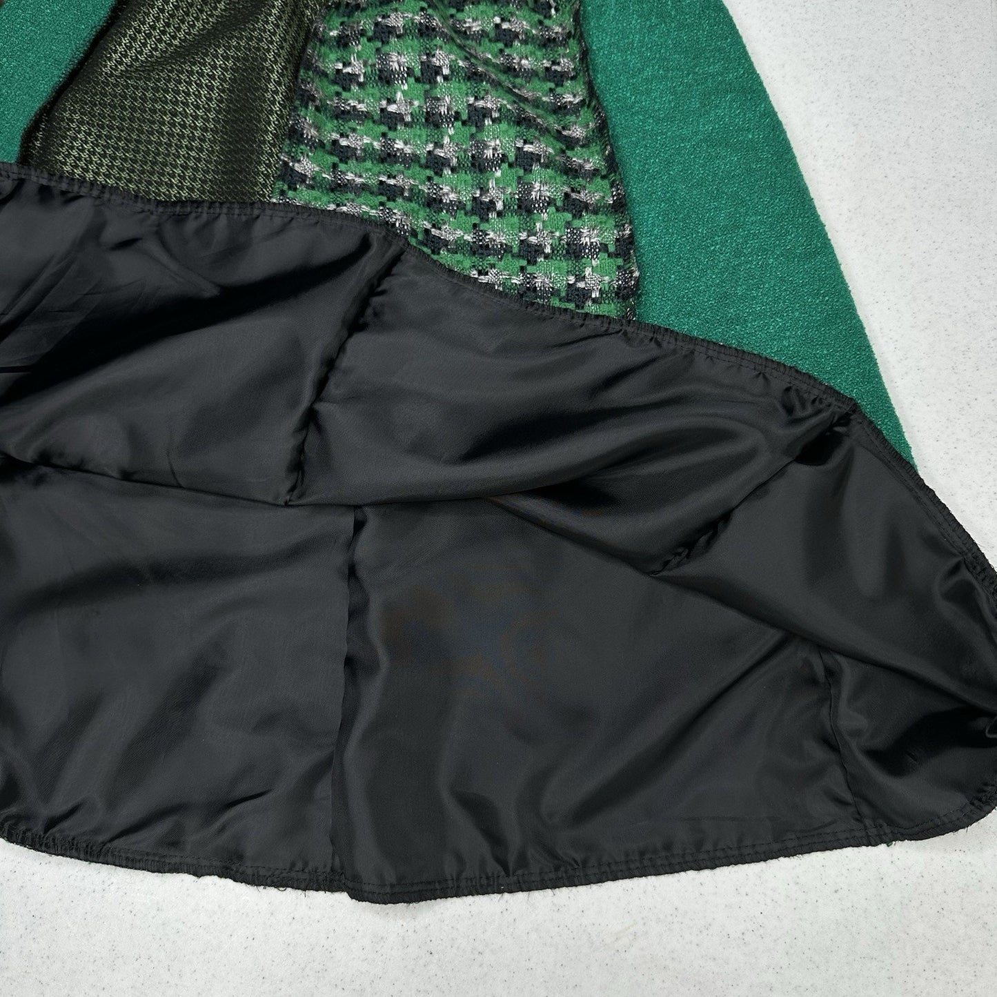 Green 3 Skirt Women Medium Upcycled Vintage Fabric Patchwork Academia Preppy USA