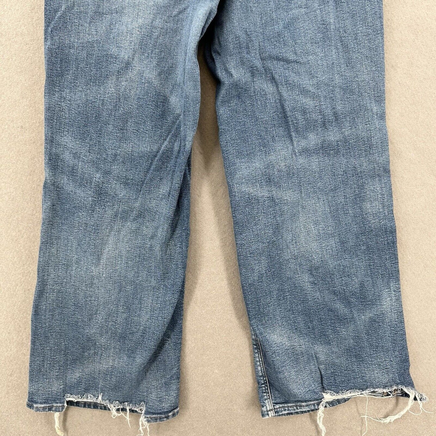American Eagle Jeans 18 Baggy Straight Curvy Super Hi Rise Denim Distress *Flaw