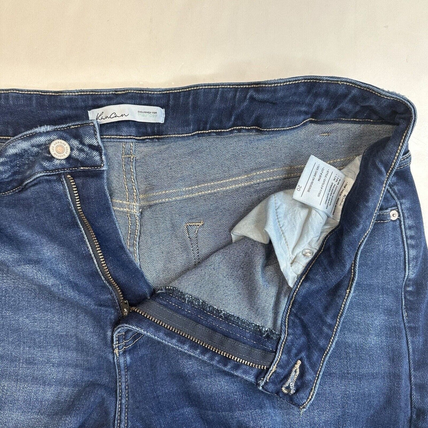 Kancan Jeans 20 Womens Skinny Blue Stretch Denim Distressed Fray Dark Plus Size