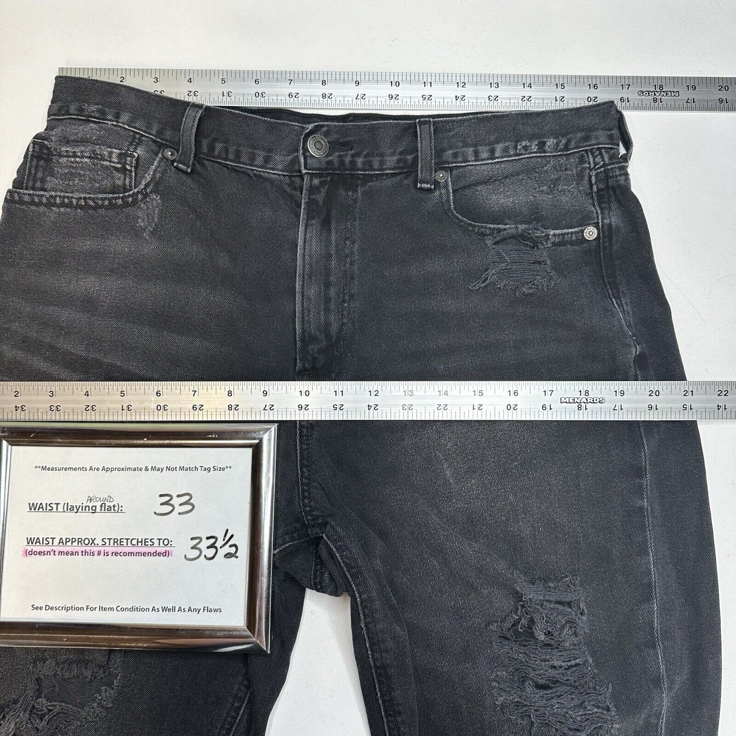 American Eagle Jeans Womens 14 Short Mom High Rise Faded Black Denim Distressed
