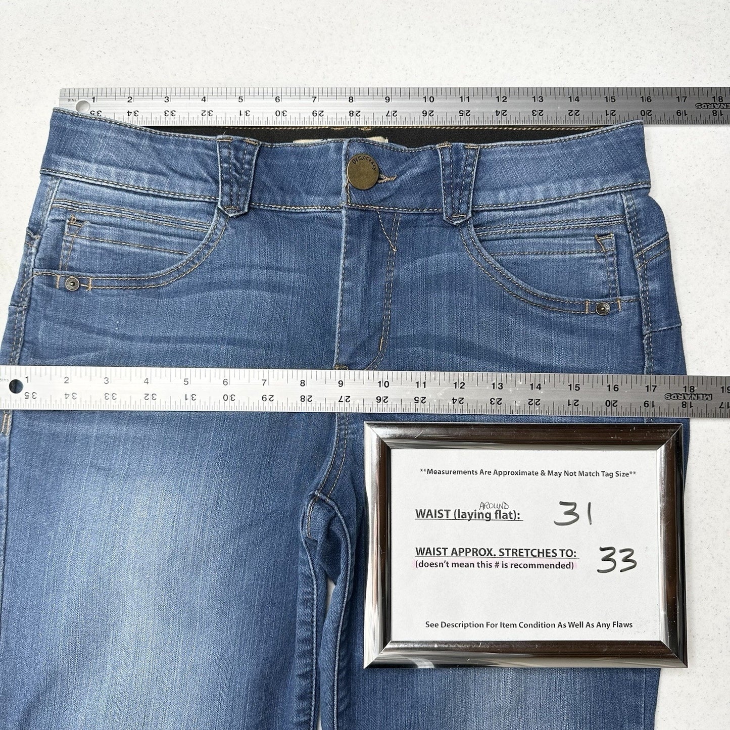 Democracy Jeans Womens 10 Skinny Ab Solution Blue Stretch Denim Tummy Control